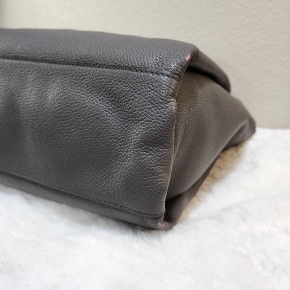 Henri Bendel The Influencer Tote Gray and Pink Leather Suede Striped Acc… - Picture 13 of 17